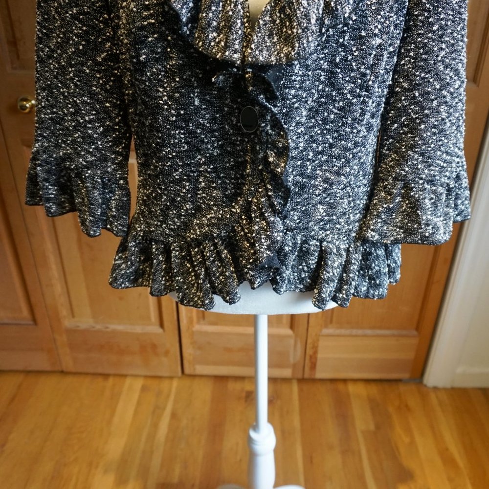 💚 CYNTHIA ROWLEY Speckled Flower Blazer Jacket (L) - Picture 9 of 13